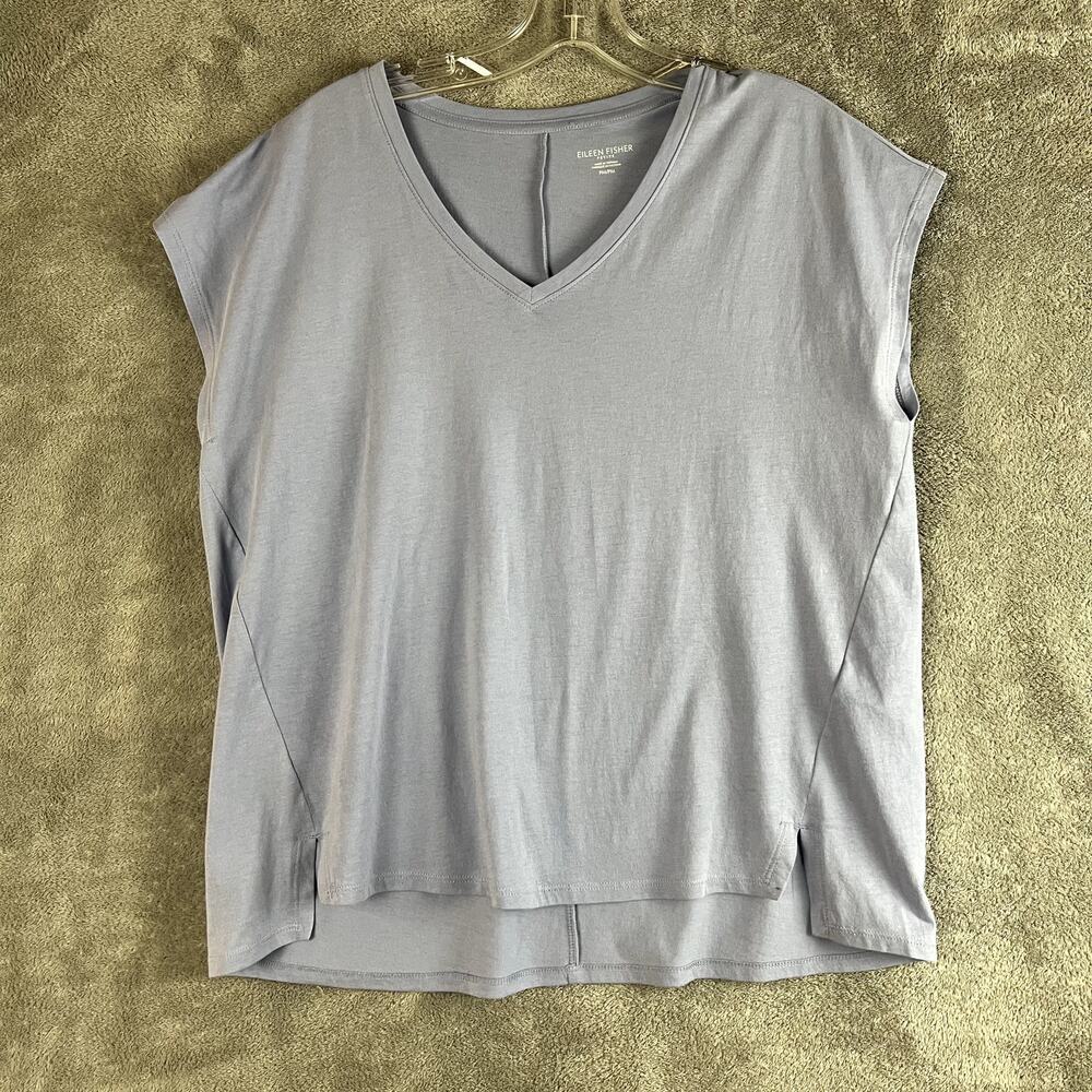 Eileen Fisher Sleeveless Top Womens V Neck Organic Cotton Lightweight
